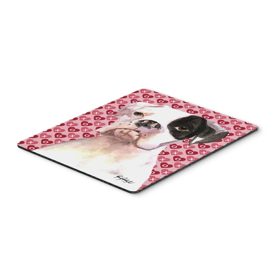 "White Boxer Cooper Hearts and Love Mouse Pad Hot Pad or Trivet"