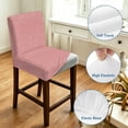 thumbnail image 4 of Peach Pink Bar Stool Cover Set of 6, Farmhouse Burlap Solid Pink Modern Linen Texture Stretch Bar Chair Cover, Removable Washable Pub Counter Stool Chair Slipcover for Kitchen Dining Room Pub Cafe, 4 of 9