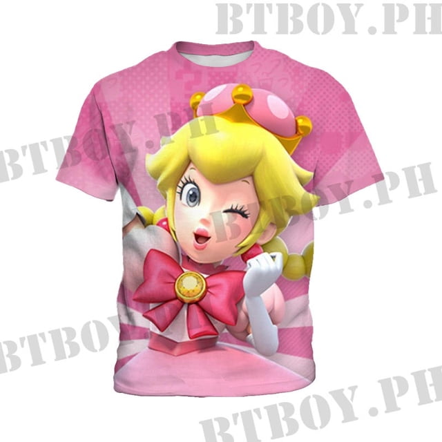 Camiseta Super Princess Peach-MARIO 3-14Y Para Niños Y Niñas Camisas De Juego De Manga Corta De Moda
