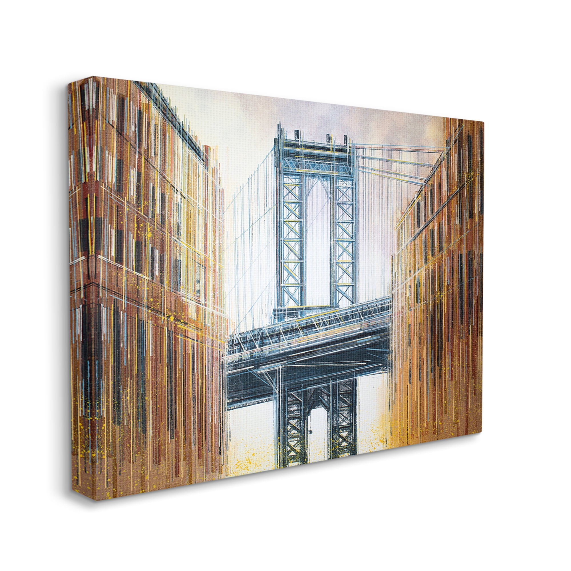 Stupell Industries Modern Urban Bridge Travel & Places Painting Gallery Wrapped Canvas Print Wall Art, 30 x 24