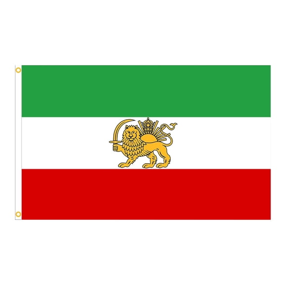 Old Iran Persia Lion Sun Flag - 3x5ft, Polyester,Vivid Colors, Double-Stitched Edges, with 2 Brass Grommets for Indoor Outdoor