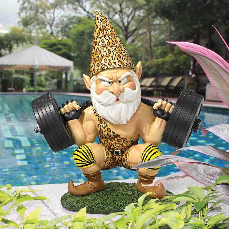 Atlas, the Athletic Weightlifting Gnome Statue: Set of 2 by Designt Toscano