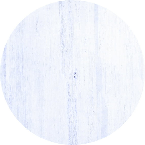 Ahgly Company Machine Washable Indoor Round Solid Blue Modern Area Rugs, 6' Round