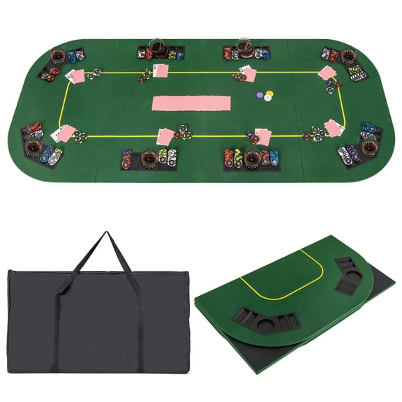 Gymax 80" x 36" Folding 8 Player Deluxe Texas Poker Table Top w/Cup Holder Carry Bag