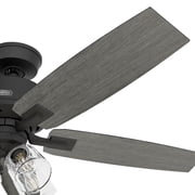 Hunter 52 inch Indoor Ceiling Fan with LED Lights and Remote Control - Black Ceiling Fan, Standard Mount, 5 Blades, For Bedroom, Living Room, or Kitchen - Gatlinburg 52429, Matte Black