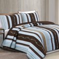 thumbnail image 4 of Comforter Set Queen Size  3-Piece Coverlet Set for Night Sleep  Bedding Quilt with Green Yellow Blue Plaid Striped Real Patchwork, 4 of 4