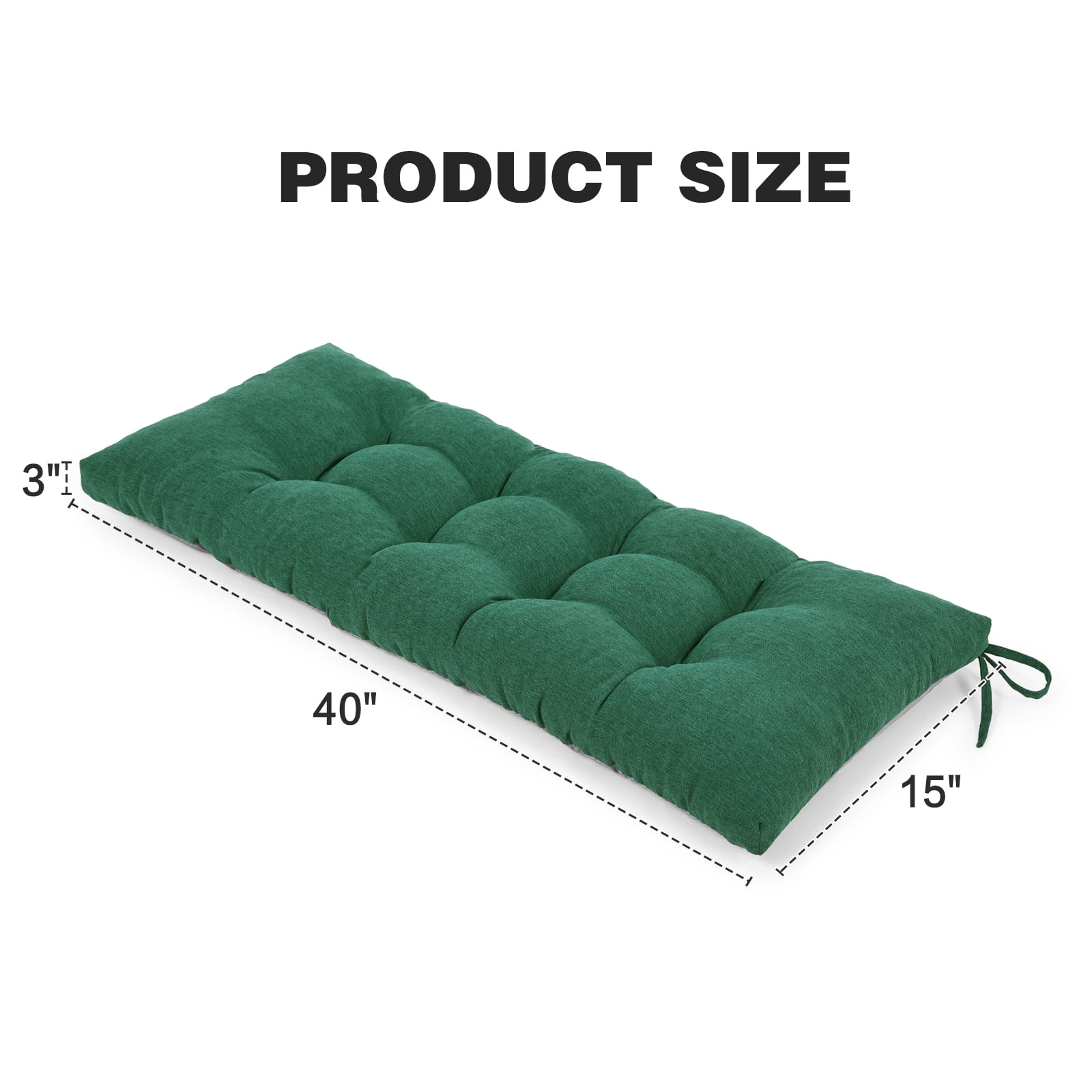Baibu Tufted Bench Cushion Loveseat Cushion with Tires Suitable for Garden Patio Bench Indoor Furniture with Anti-slip Bottom, Dark Green, 40"x15"x3"