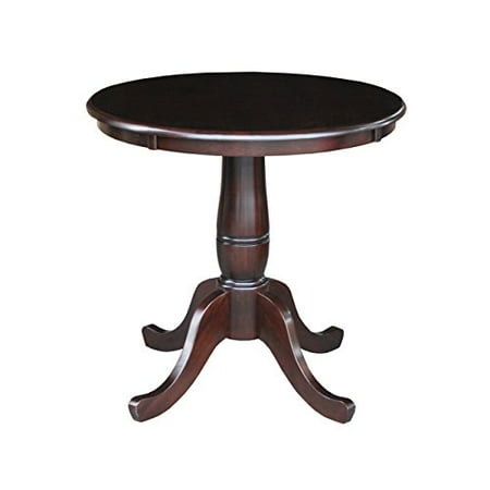 - Modern Transitional Solid Wood 30 Inch Butcher Block Top Pedestal Table - Includes Modhaus Living Pen (Rich Mocha)