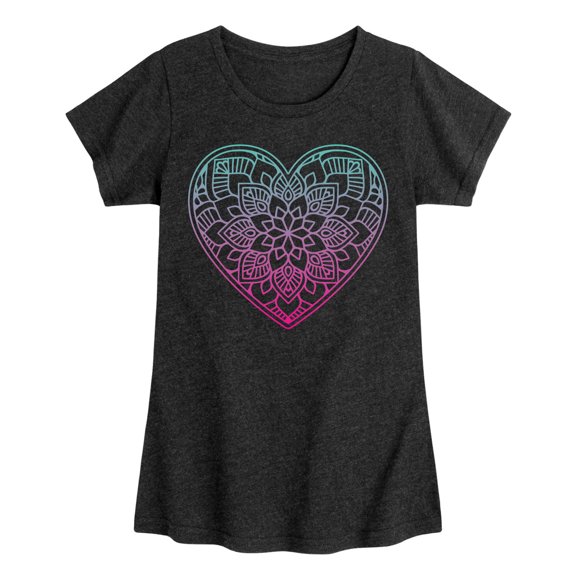 Instant Message - Decorative Gradient Heart - Toddler And Youth Girls Short Sleeve Graphic T-Shirt