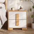 thumbnail image 2 of LuxenHome Natural and White 20.7-Inch Tall 2-Drawer Nightstand End Table, 2 of 12