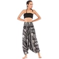 thumbnail image 1 of Combinaison Pantalon Bohème Harem pour Femmes 2 en 1 en Rayonne à Taille Smockée, 1 of 6