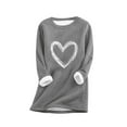 thumbnail image 3 of Aboser Womens Sherpa Lined Sweatshirts Cozy Fleece Loungewear Trendy Heart Printed Pullover Tops Winter Crewneck Long Sleeve Sweatshirt Thermal Casual Undershirts, 3 of 4