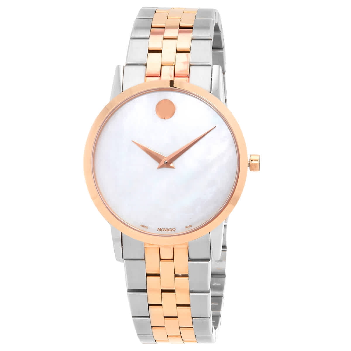 Working! Movado Women’s Quartz Wrist Watch Two Tone 80.36.825 Movado Museum Watch Women 24mm Black Dial Two Tone Round  main image 3