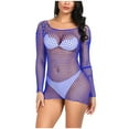 thumbnail image 2 of Fengqque Sexy Womens Lingerie Fishnet Seamless Mesh Netting Chemise Hollow Out Perspective Babydoll Dress Sleepwear Nightwear Nightdress, 2 of 9