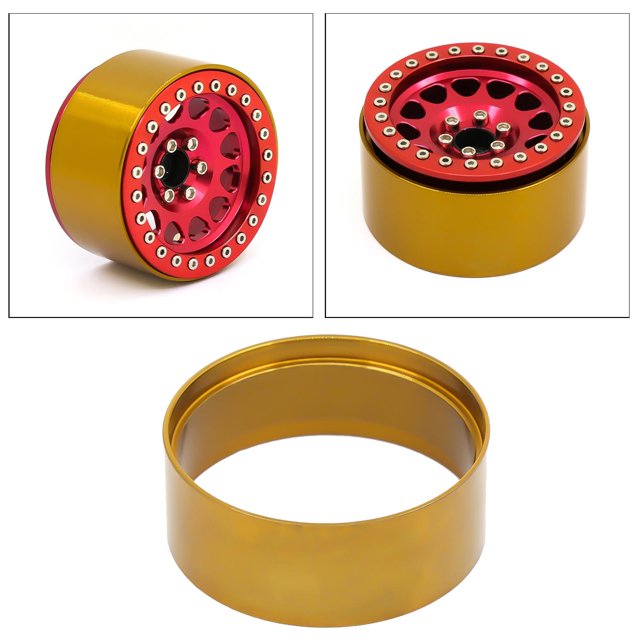 Anillos de cubo de rueda de cobre, llantas de camión de orugas de coche RC, actualización ligera mejora el rendimiento general en Manejo y 22 pulgadas Baoblaze Llanta del cubo de rueda