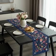 thumbnail image 2 of Navy Blue Flowers Table Runner 90 Inches Long, Spring Vintage Floral Leaves Farmhouse Kitchen Coffee Dining Table Decoration for Home Party Birthday Wedding Home Decor 13x90 Inches, 2 of 8