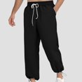 thumbnail image 2 of JTieacloth Mens Casual Stretch Chino Pant Men's Casual Pants Loose Fit Elastic Comfortable Summer Autumn Tapered Ankle Joggers For Daily Wear With Pure Color Design Black, 2 of 5