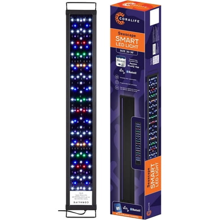 Coralife Fish Tank Aquarium Seascape WiFi/Bluetooth Smart LED Light Fixture, 30-36"
