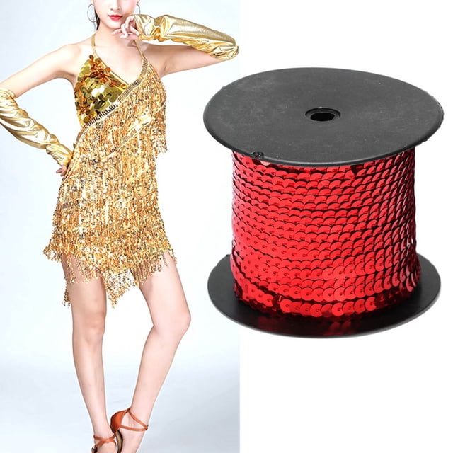 6mm Sequin String for Clothing, Shoes, Crafts, 100 Yard Decorative Accessory, Premium Metallic Sequins