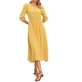 thumbnail image 1 of Vestido Maxi Boho Chic Inspire para Mujer con Panel de Crochet, Manga 3/4, Vestidos Casual de Playa XS Amarillo, 1 of 6