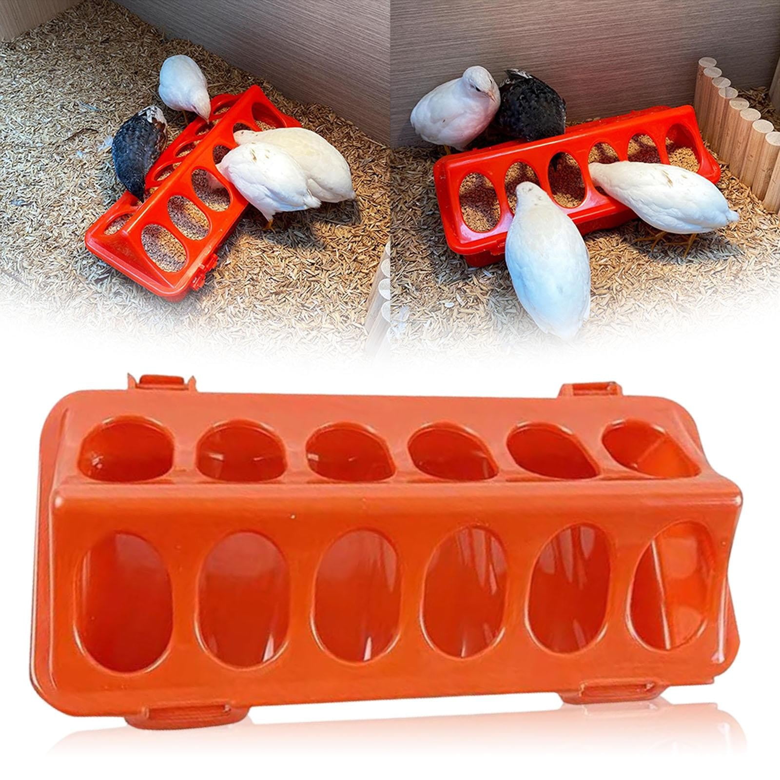 CoreLiving Chicken Feeder Spill-Proof Flip-Top Poultry Feeder Multiple Holes No-Waste Chick Feeder Trough Baby Chicken Duckling Quail Feeding Dish Dispenser