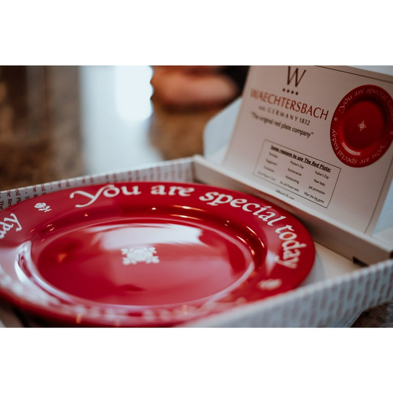 Special Occasion Ceramic Plate in Red for Birthday and Family