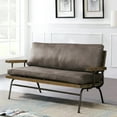 thumbnail image 4 of Benzara 57.25" Upholstered Transitional Faux Leather & Metal Loveseat in Brown, 4 of 4