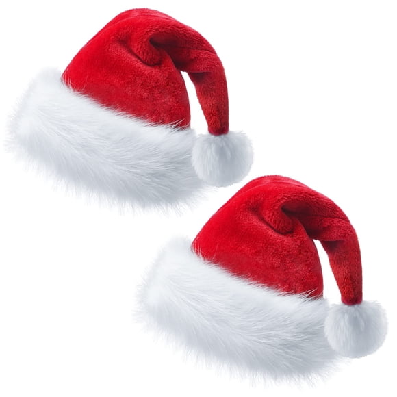 Gorro de Papá Noel BSVI para Navidad, terciopelo rojo, pelo grueso, adulto
