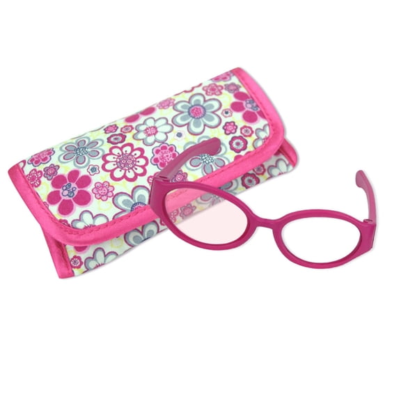 Sophia's Pink Doll Eyeglasses with Floral Case Set for 18" Dolls