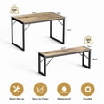 thumbnail image 3 of Aiho 45.5" Dining Table Set for 4, Kitchen Table with 2 Benches, Wood Dinette Sets with Metal Frame - Gray, 3 of 8
