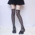 thumbnail image 2 of Milue Lolita Lace Thigh High Stockings Kawaii Floral Jacquard Over Knee Long Socks, 2 of 16