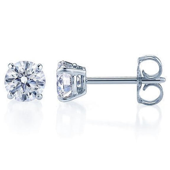 1 1/2 CT Diamond Stud Earrings in 14K White Gold with Push Back (I2, F-G) by Jolene Jarrett