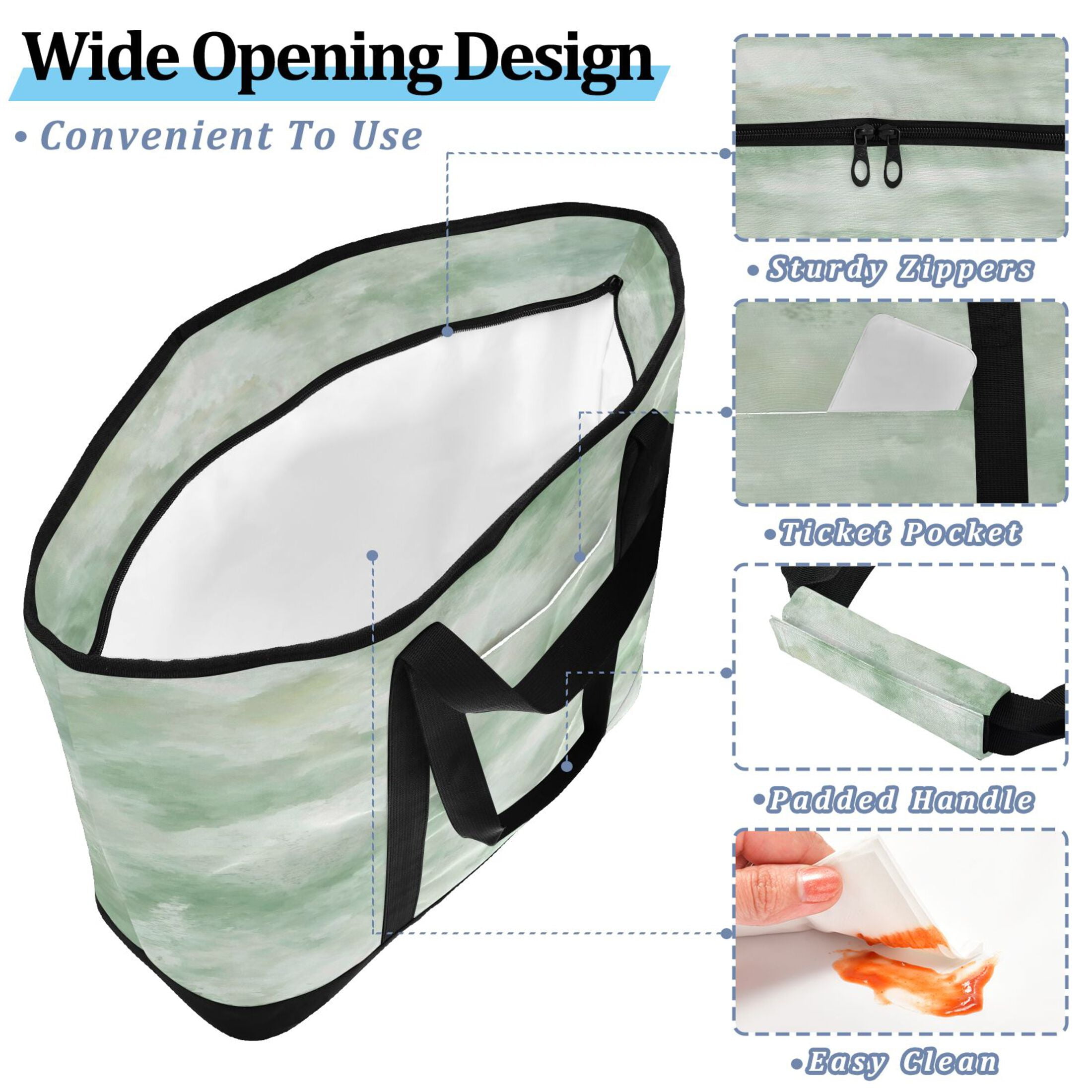 Large Hand-held Ice Pack Picnic Bag Insulation and Refrigeration Suitable for Shopping Picnics and Camping Super Cool Light Green
