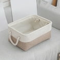 thumbnail image 2 of Cinvoph Storage Basket Foldable Home Clothing Miscellaneous Storage Organizer with Rope Handles Sturdy Organizer Bins for Books Towels Clothes 14"x10"x6" Coffee_M, 2 of 6