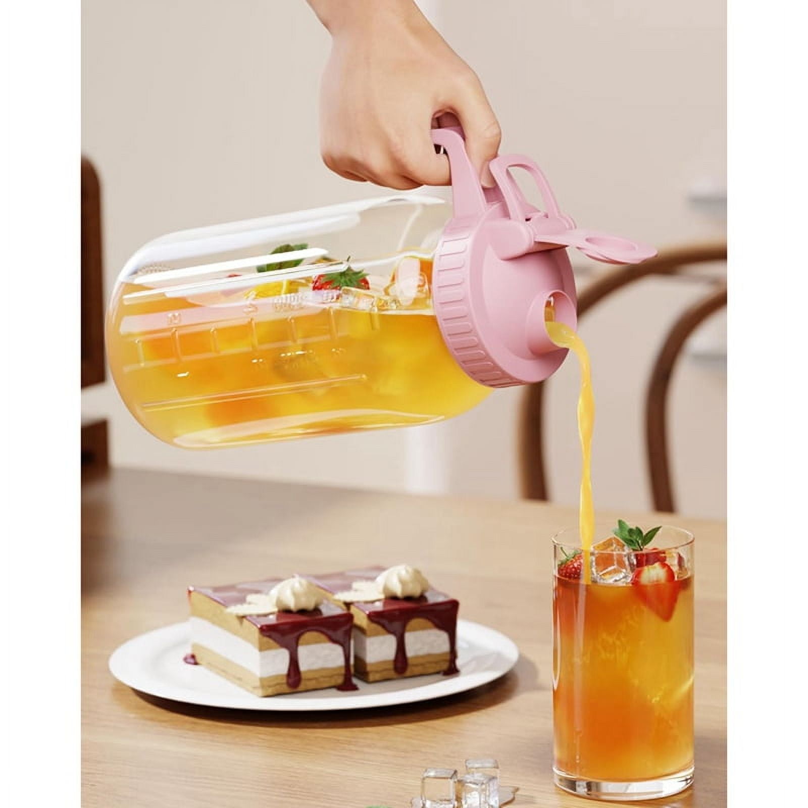 64oz Glass  Jar Pitcher with Lid,2 Quart Airtight Glass Water Jug,Leakproof Wide Mouth  Jar Pitcher