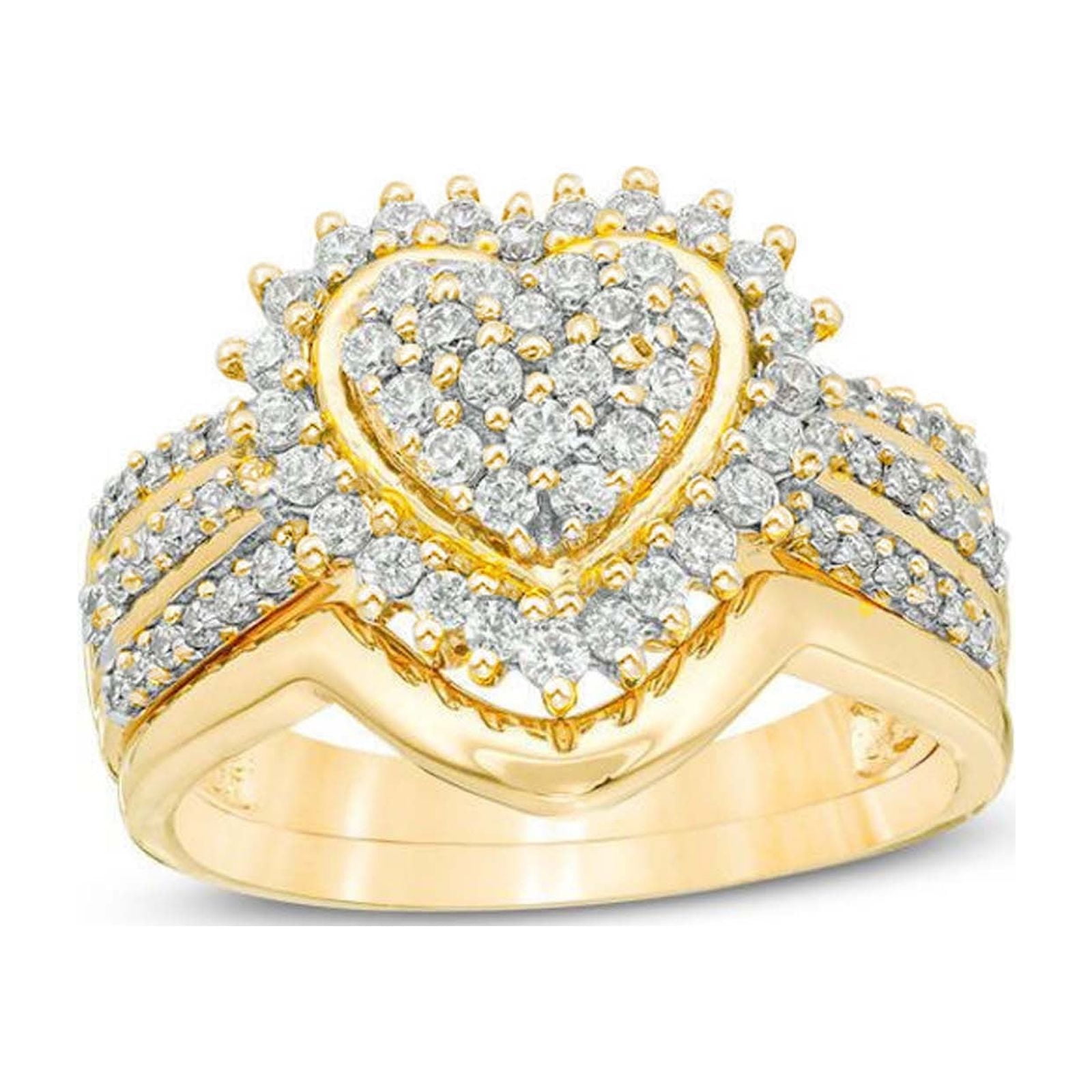 Rings Clearance Under 5.00 Uklsqma Ladies Fashion Wedding Gold Diamond Two Piece Set