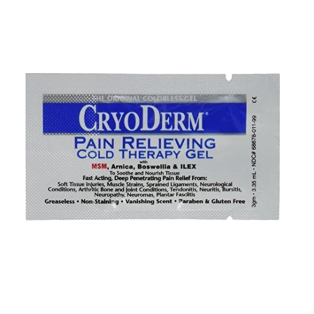 CRYODERM Pain Relieving Cold Therapy Gel Individual 3 gram Packets 36 Packets