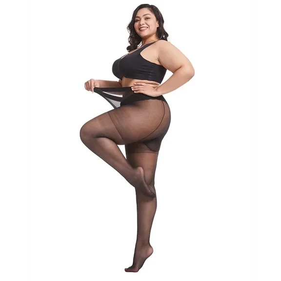 DAPRZIY 15D Plus Size Women Stretch Panty-hose XXXXL White High Waist Tights Oversized Thin Large Black Stockings Pantyhose Leggings 5XL