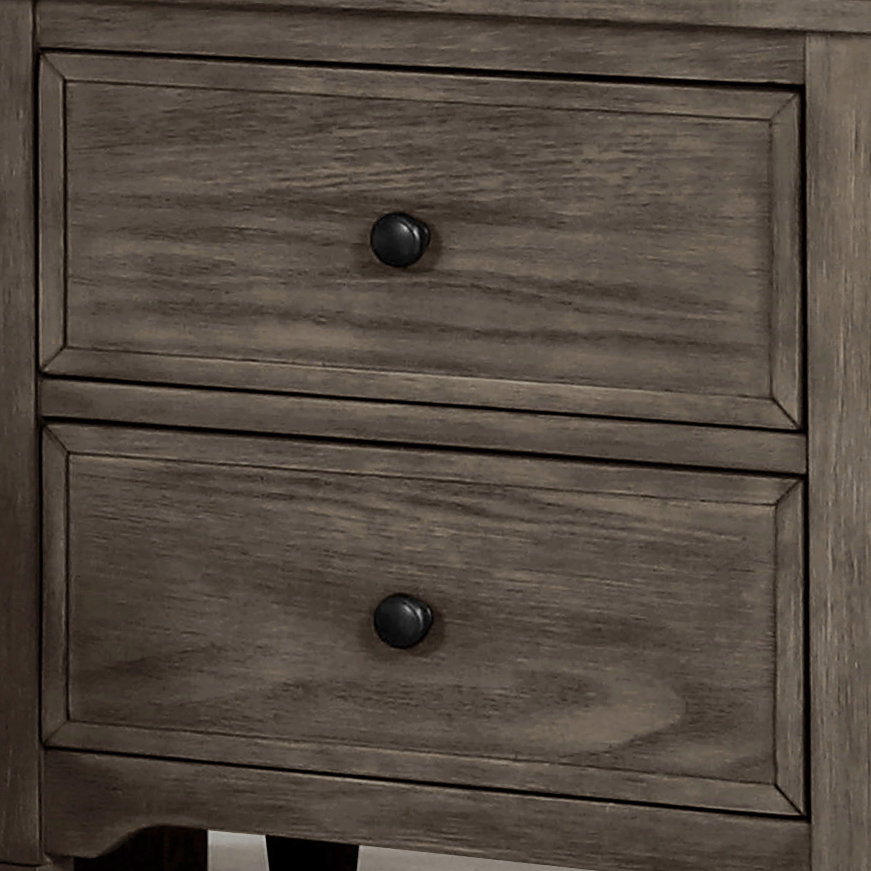 Furniture of America Memora Adult Transitional 2-Drawer Nightstand, Wire-Brushed Warm Gray