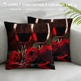 thumbnail image 3 of Throw Pillow Covers Red Wine Glass with Red Rose Black Design Square Pillowcase for Home Decor Sofa Car Bedroom Pillow case, 3 of 5