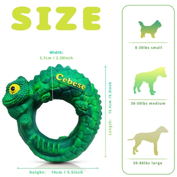 Squeaky Dog Chew Toy, Robust Squeaky Rubber Chew Toy for Aggressive Chewers, Green