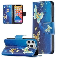 Allytech Wallet Case for iPhone 14 (6.1 inch 2022), Colorful Painting PU Leather Flip Folio Case with Card Holders Kickstand Shockproof Case for iPhone 14 2022, Green Butterfly