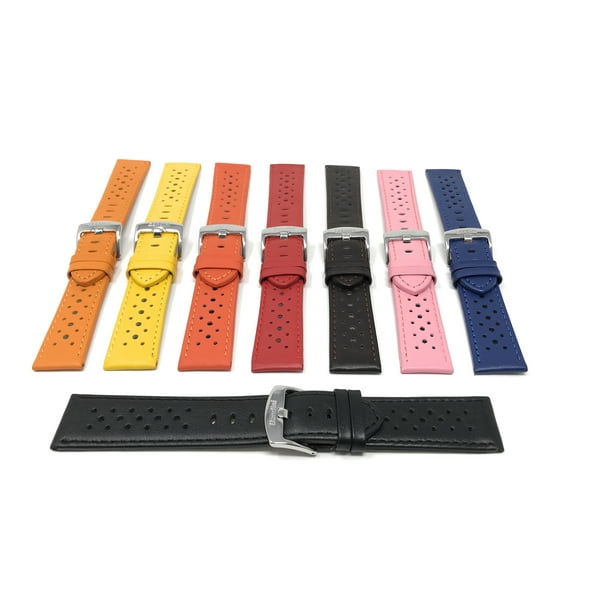 Extra Long XL 22mm GT Rally Perforated Leather Watch Strap Band Stainless Steel Buckle