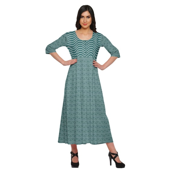 Moomaya 3/4 Sleeve Kurta Printed Women Long Kurti Summer Clothing For Women