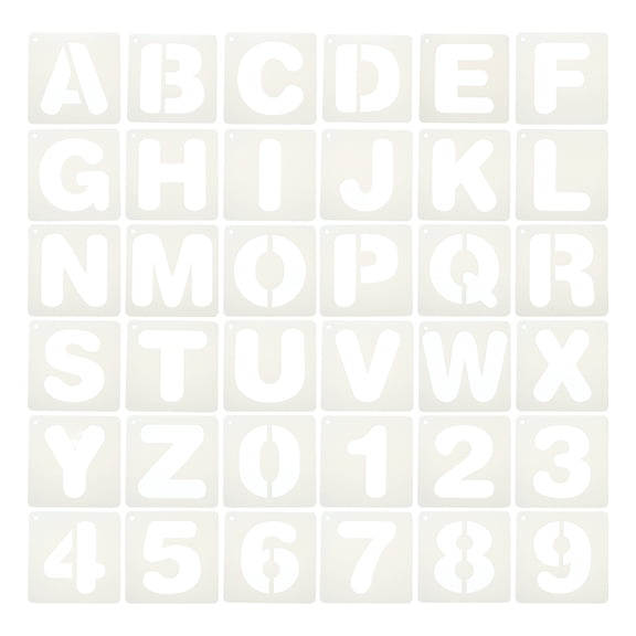 Uxcell 1.5" Letter Number Stencils, 36Pcs Square Reusable Letter and Number Stencil Templates for Painting on Wall Wood Fabric Signage, Uppercase Letter Style