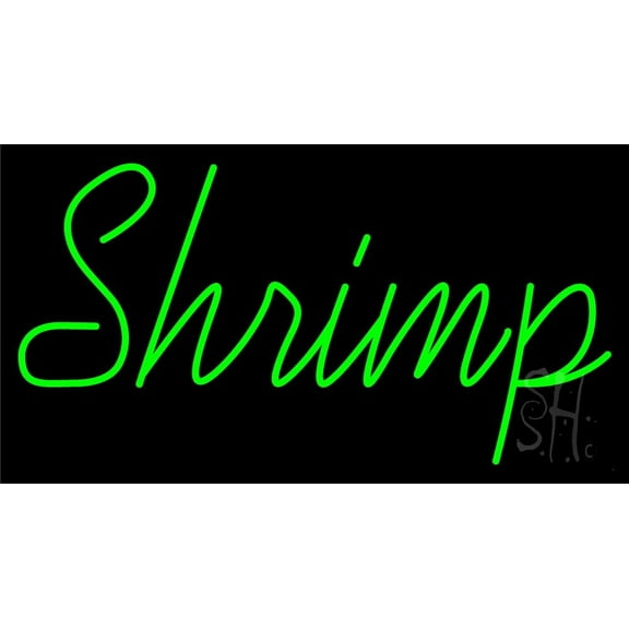 Shrimp Cursive LED Neon Sign 20" Tall x 37" Wide - inches Black Square Cut Acrylic Backing, with Dimmer - Premium built indoor Sign for Club, Home décor, Event, Workshop, Storefront.