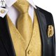 thumbnail image 2 of Chalecos dorados de lujo para hombre, chaleco de seda rojo, azul, verde y dorado, pajarita, conjunto de gemelos y pañuelo, chaqueta de cintura para hombre, corbata alta para boda y oficina, 2 of 5