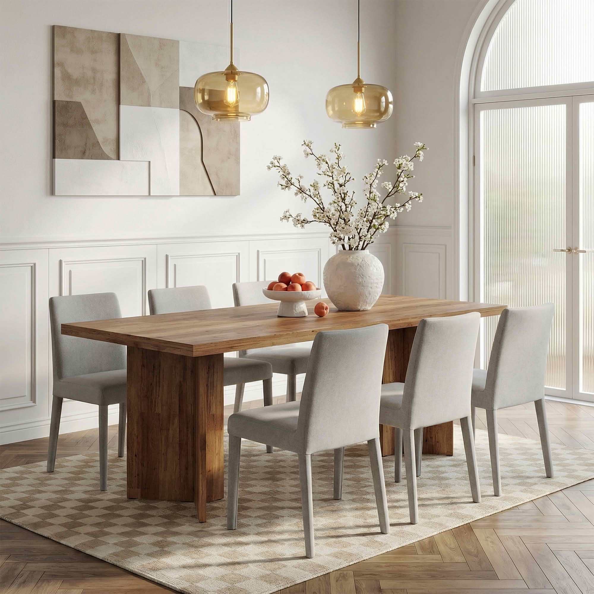 MAYEERTY 63 Inch Rectangular Farmhouse Dining Table, Vintage Walnut Wood Kitchen Dinner Table for 4 to 6 People, 300 LBS Heavy Duty E1 Chipboard Work Desk