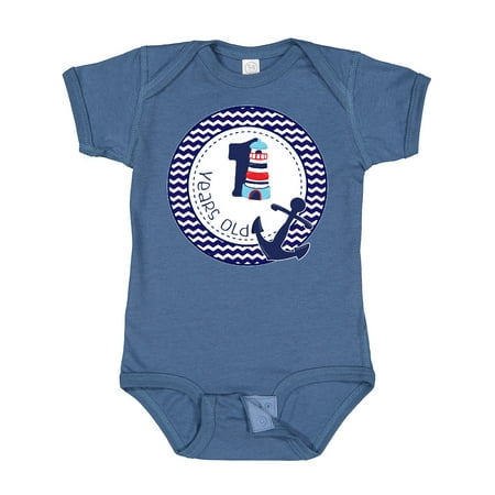 

Inktastic 1 Years Old Nautical Anchor Boy Birthday Gift Baby Boy Bodysuit