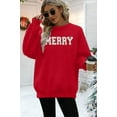 thumbnail image 5 of MOUSYA Merry Sweatshirt Women Christmas Glitter Patch Merry Shirt Merry Letter Print Long Sleeve Oversized Pullover Tops, 5 of 7